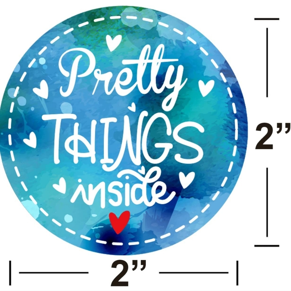 50 ct are 2 x 2 Inch Watercolor PRETTY THINGS INSIDE stickers - Picture 3 of 8